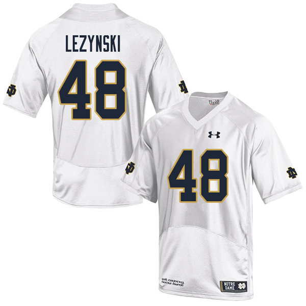 Men's NCAA Notre Dame Fighting Irish #48 Xavier Lezynski Stitched College Under Armour Authentic White Football Jersey LF10T52KC